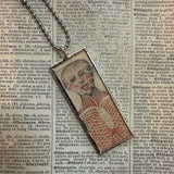 Human anatomy vintage illustrations, upcycled to soldered glass pendant
