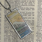 1 Country scene, Mount Fuji, Japanese woodblock prints, up-cycled to hand-soldered glass pendant