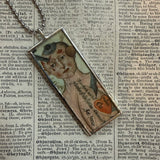 Human anatomy vintage illustrations, upcycled to soldered glass pendant