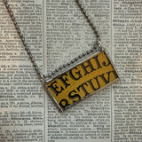 Ouija board - vintage halloween illustrations, upcycled to hand-soldered glass pendant