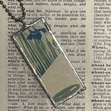 1 Iris and Cranes, Japanese woodblock prints, up-cycled to hand-soldered glass pendant