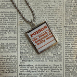 Skull and crossbones poison - vintage halloween illustrations, upcycled to hand-soldered glass pendant