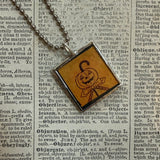 Jack o lantern and witch - vintage halloween illustrations, upcycled to hand-soldered glass pendant (Copy)