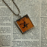 Jack o lantern and witch - vintage halloween illustrations, upcycled to hand-soldered glass pendant (Copy)