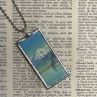 1 Mt. Fuji, Lake scene, Japanese woodblock prints, up-cycled to hand-soldered glass pendant