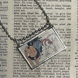 1 Sumo wrestlers, Japanese woodblock prints, up-cycled to hand-soldered glass pendant