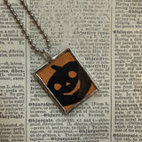 Jack o lantern - vintage halloween illustrations, upcycled to hand-soldered glass pendant (Copy)