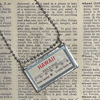 1 Hawaii, Kauai, vintage 1950s map, up-cycled to hand-soldered glass pendant