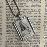 1 Metronome, vintage 1940s dictionary illustration, hand-soldered glass pendant