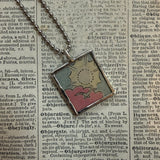 Sun and moon, vintage comic book illustrations, hand-soldered glass pendant