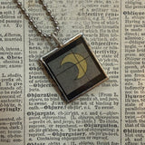 Sun and moon, vintage comic book illustrations, hand-soldered glass pendant