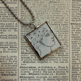 Phrenology - vintage dictionarillustrations, upcycled to hand-soldered glass pendant