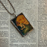 Witches - vintage halloween illustrations, upcycled to hand-soldered glass pendant