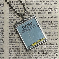 1 Honolulu, Oahu, vintage map, hand-soldered glass pendant