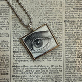 Human eye, vintage victorian woodcut illustrations, up-cycled to soldered glass pendant