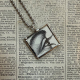 Human eye, vintage victorian woodcut illustrations, up-cycled to soldered glass pendant