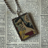 Boris and Natasha, vintage 1970s comic illustration, upcycled to soldered hand-soldered glass pendant