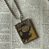 Boris and Natasha, vintage 1970s comic illustration, upcycled to soldered hand-soldered glass pendant
