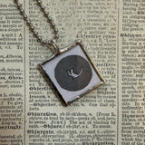 Little white mouse, vintage children's book illustrations, up-cycled to soldered glass pendant