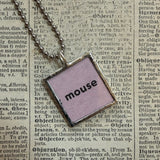 Little white mouse, vintage children's book illustrations, up-cycled to soldered glass pendant