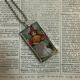 Witch, jack o lantern, ghost - vintage halloween illustrations, upcycled to hand-soldered glass pendant