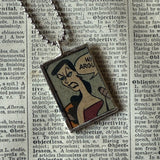 Boris and Natasha, vintage 1970s comic illustration, upcycled to soldered hand-soldered glass pendant