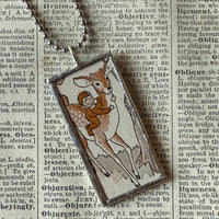 Fairy, Faeries, Brownies, Fawn vintage children's book illustration up-cycled to soldered glass pendant