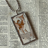 Fairy, Faeries, Brownies, Fawn vintage children's book illustration up-cycled to soldered glass pendant