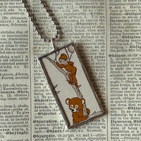Fairy, Faeries, Brownies, Fawn vintage children's book illustration up-cycled to soldered glass pendant