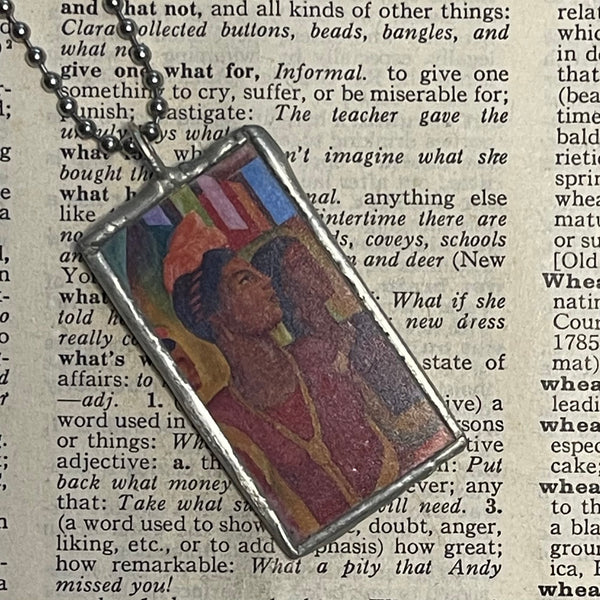 1 Dance in Tehuantepec by Diego Rivera, upcycled to hand soldered glass pendant