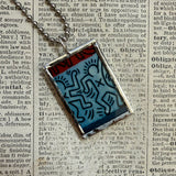 Keith Haring, modern art upcycled to hand soldered glass pendant