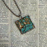 Vancouver, Victoria Canada vintage map, hand-soldered glass pendant