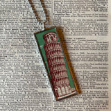 Pisa, Italy vintage travel poster images, upcycled hand soldered glass pendant