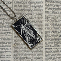 Fairy princesses, vintage children's book illustration up-cycled to soldered glass pendant