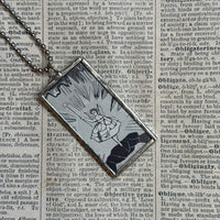 Fairy princesses, vintage children's book illustration up-cycled to soldered glass pendant