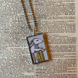 1  Donkey, magic rabbit, vintage illustrations up-cycled to soldered glass pendant