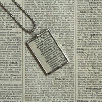Raven, vintage 1930s dictionary illustration, upcycled to soldered glass pendant