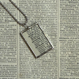 Raven, vintage 1930s dictionary illustration, upcycled to soldered glass pendant