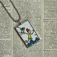 Green Eggs and Ham, vintage children's book illustration, upcycled to soldered glass pendant