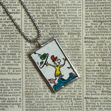 Green Eggs and Ham, vintage children's book illustration, upcycled to soldered glass pendant