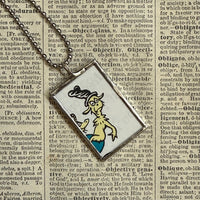 Green Eggs and Ham, vintage children's book illustration, upcycled to soldered glass pendant