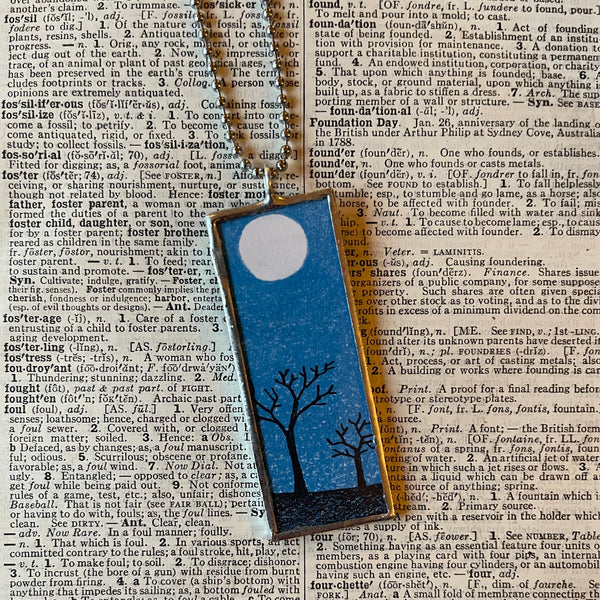 1 Night - original illustrations from vintage Dr. Seuss dictionary, up-cycled to soldered glass pendant