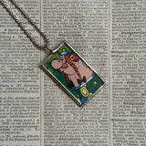 Asterix, Obelix, original vintage 1960s book illustrations, upcycled to soldered glass pendant