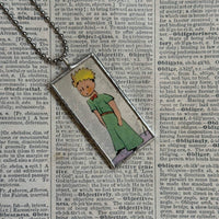Little Prince, original illustrations from vintage book, up-cycled to soldered glass pendant