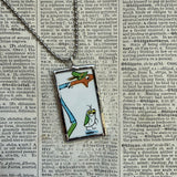 Lowly Worm children's book illustrations up-cycled to soldered glass pendant