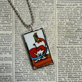 Lowly Worm children's book illustrations up-cycled to soldered glass pendant