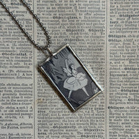 Fairy princesses, vintage children's book illustration up-cycled to soldered glass pendant