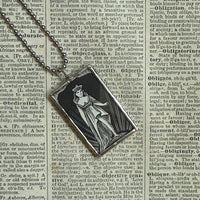 Fairy princesses, vintage children's book illustration up-cycled to soldered glass pendant