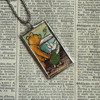 Winnie the Pooh childrens' book illustrations up-cycled to hand-soldered glass pendant