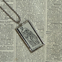 Goddess Aphrodite, Greek Mythology, vintage dictionary illustration, hand soldered glass pendant, upcycled to soldered glass pendant